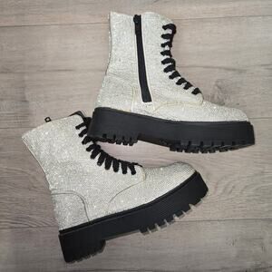 Dolls Kill Rhinestone Bling Combat Boots